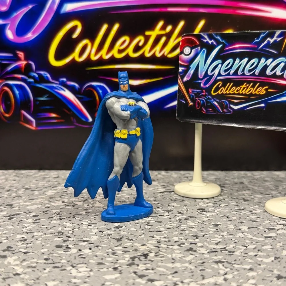 Batman Mini Figure Blue Grey Suit DC Comics 2017 Cake Topper Small Toy